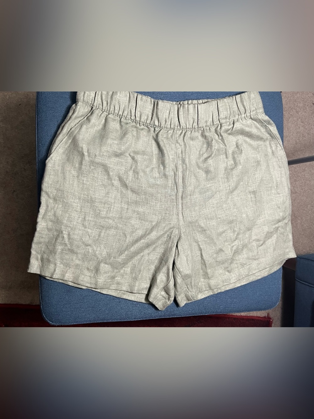 Women's Casual Elastic-Waist Linen Shorts in green